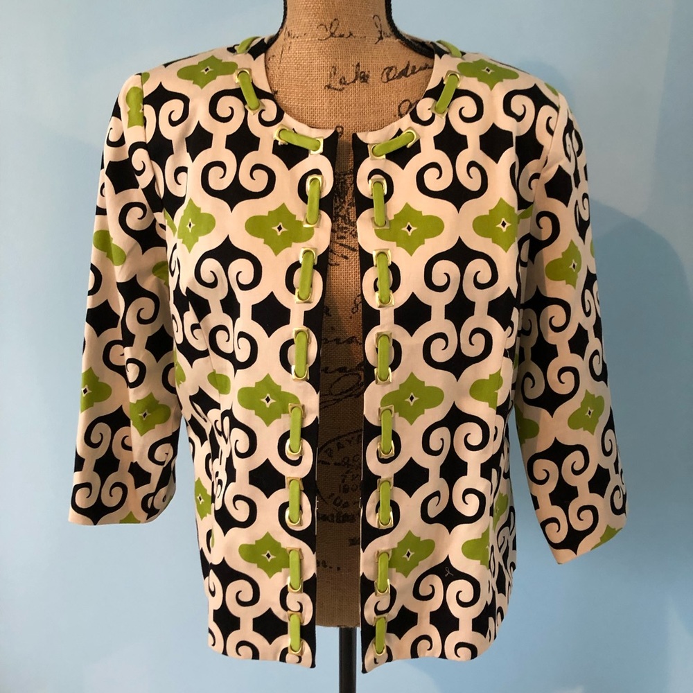 Patterned & metal accent David Brooks suit jacket